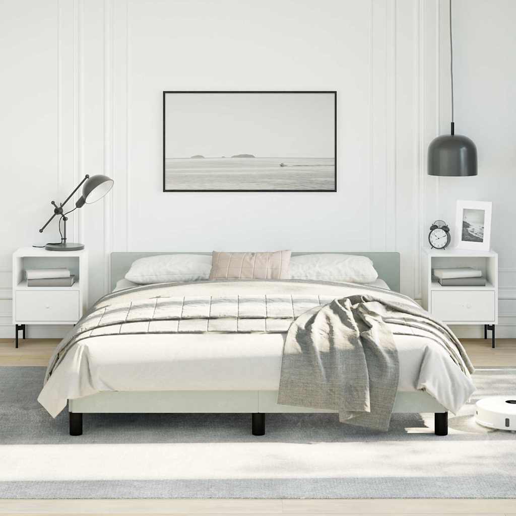 Bed Frame without Mattress Light Grey Queen Velvet