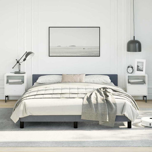 Bed Frame without Mattress Dark Grey Queen Velvet