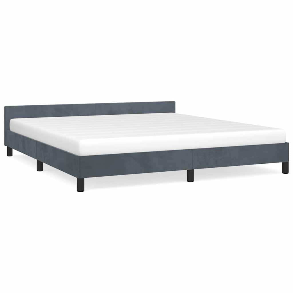 Bed Frame without Mattress Dark Gray King Velvet