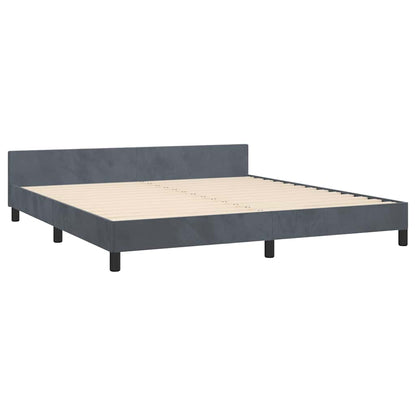 Bed Frame without Mattress Dark Gray King Velvet