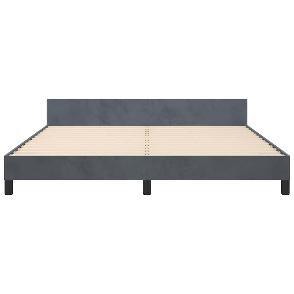 Bed Frame without Mattress Dark Gray King Velvet