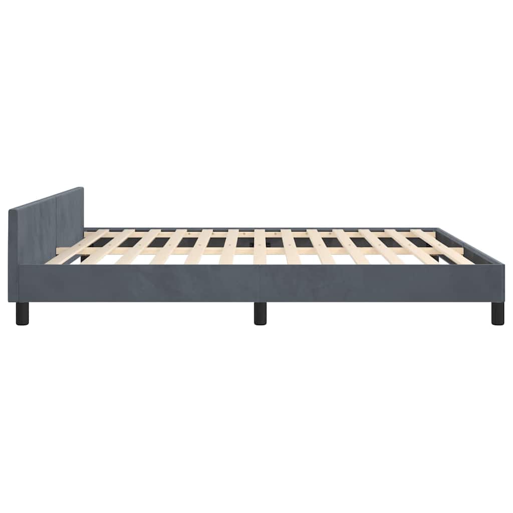 Bed Frame without Mattress Dark Gray King Velvet
