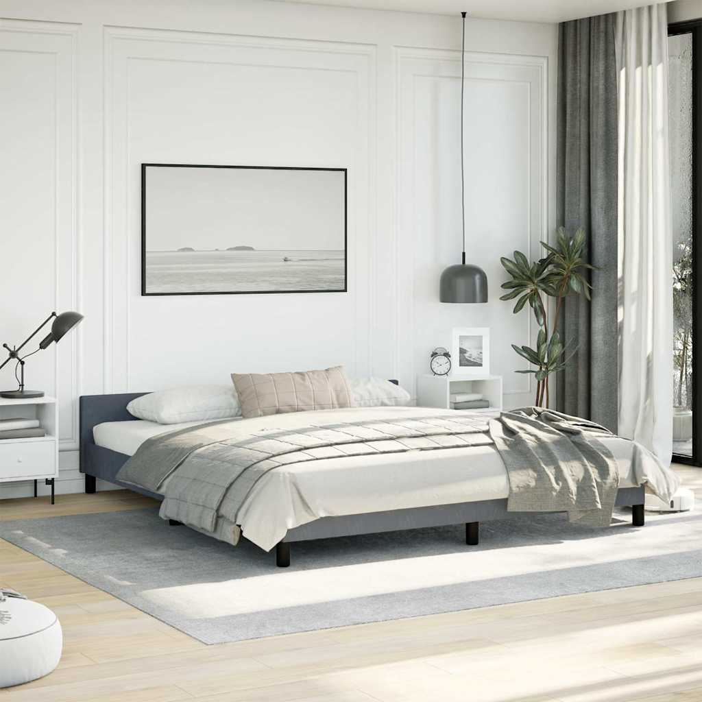 Bed Frame without Mattress Dark Grey California King Velvet