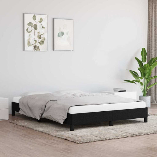 Bed Frame without Mattress Black 135x190 cm Double Double Fabric