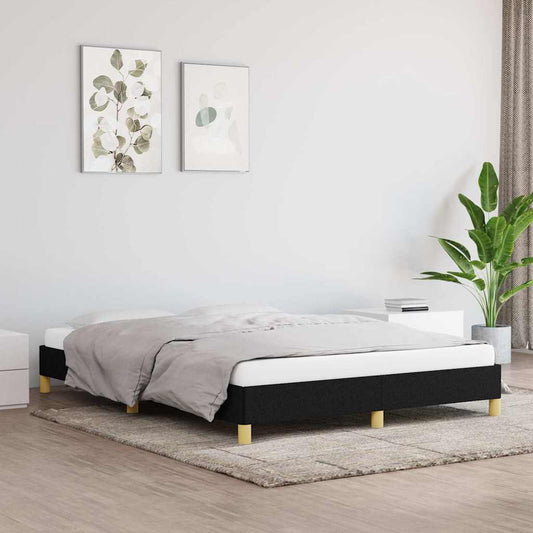 Bed Frame without Mattress Black 135x190 cm Double Double Fabric