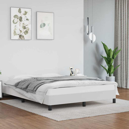 Bed Frame without Mattress White 135x190 cm Double Double Faux Leather