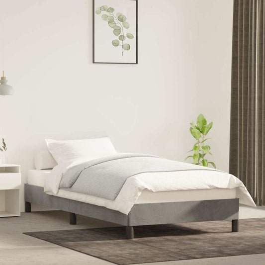 Bed Frame without Mattress Light Grey 90x190 cm Single Single Velvet