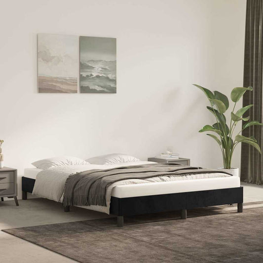 Bed Frame without Mattress Black 135x190 cm Double Double Velvet