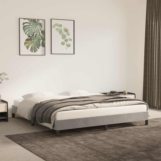 Bed Frame without Mattress Light Grey Super King Velvet