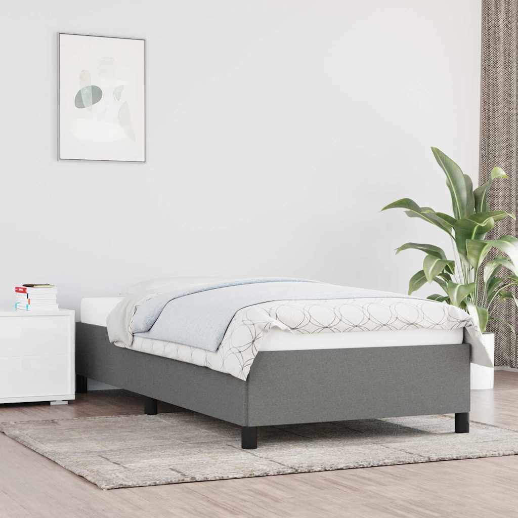 Bed Frame without Mattress Dark Grey 90x190 cm Single Single Fabric