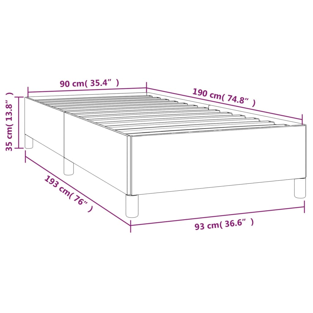Bed Frame without Mattress Dark Grey 90x190 cm Single Single Fabric