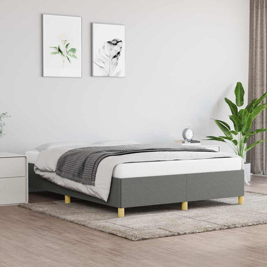Bed Frame without Mattress Dark Grey 135x190 cm Double Double Fabric
