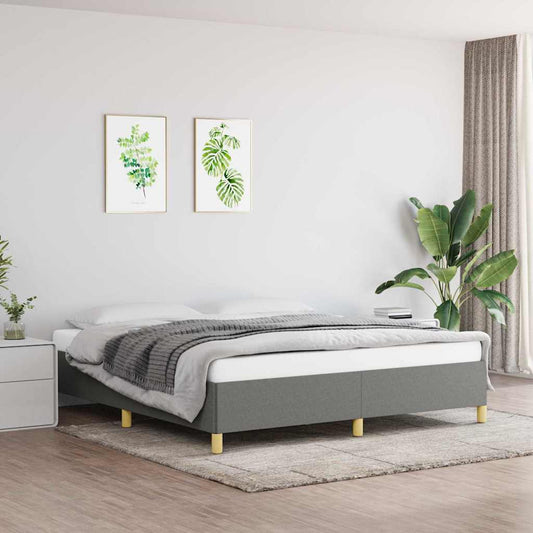 Bed Frame without Mattress Dark Grey 180x200cm Super King Fabric