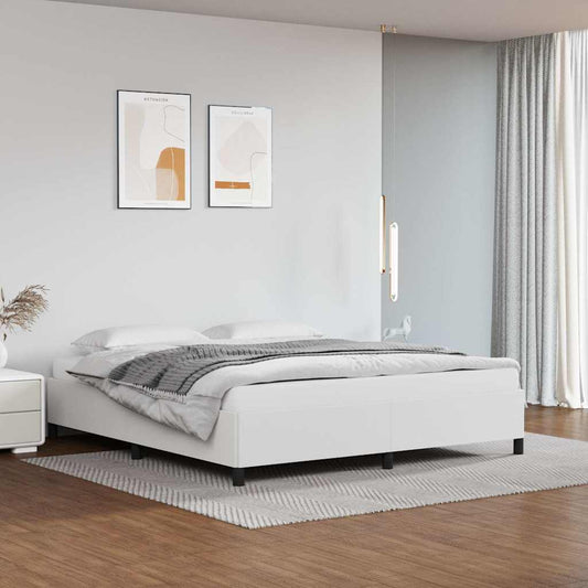 Bed Frame without Mattress White Super King Faux Leather