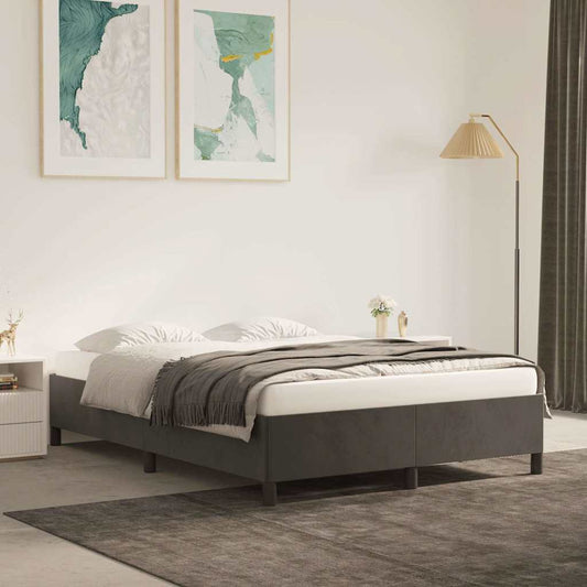 Bed Frame without Mattress Dark Grey 135x190 cm Double Double Velvet