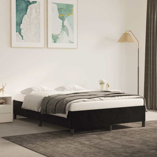 Bed Frame without Mattress Black 135x190 cm Double Double Velvet