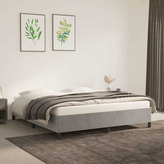 Bed Frame without Mattress Light Grey Super King Velvet