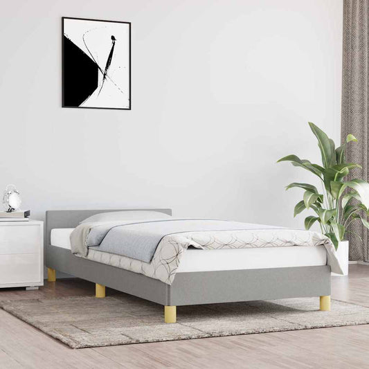 Bed Frame without Mattress Light Grey 90x190cm Single Fabric