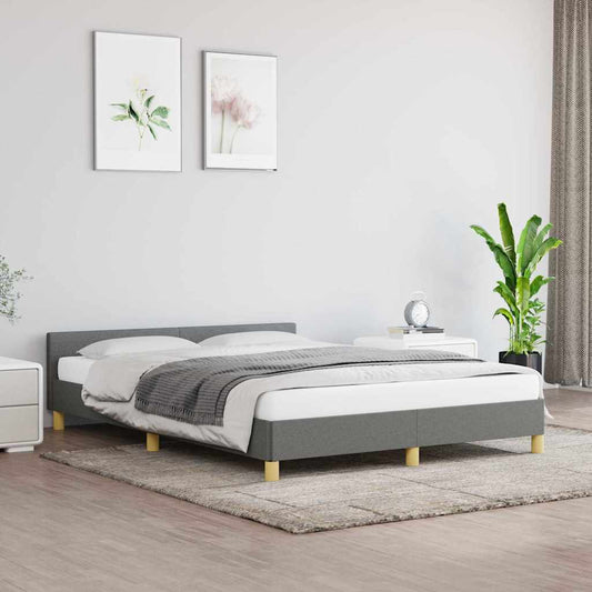 Bed Frame without Mattress Dark Grey 180x200cm Super King Fabric