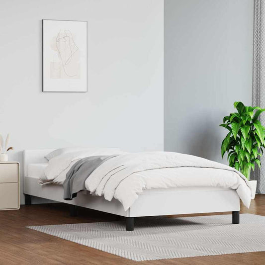 Bed Frame without Mattress White 90x190cm Single Faux Leather