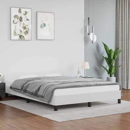 Bed Frame without Mattress White 135x190cm Double Faux Leather