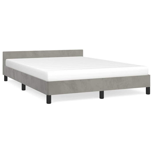 Bed Frame without Mattress Light Grey 135x190cm Double Velvet