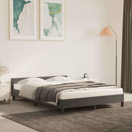 Bed Frame without Mattress Dark Grey 135x190cm Double Velvet