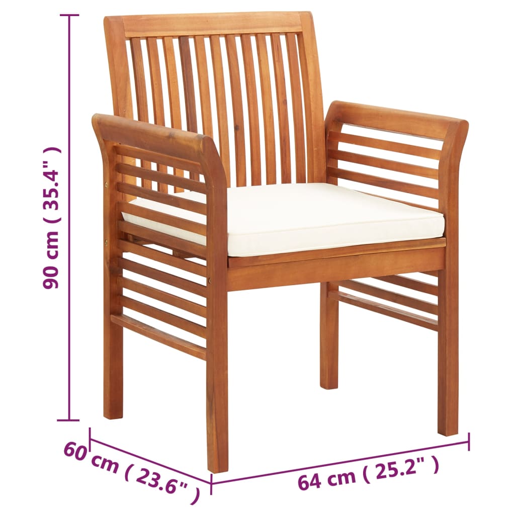 Patio Dining Chairs with Cushions 8 pcs Solid Wood Acacia