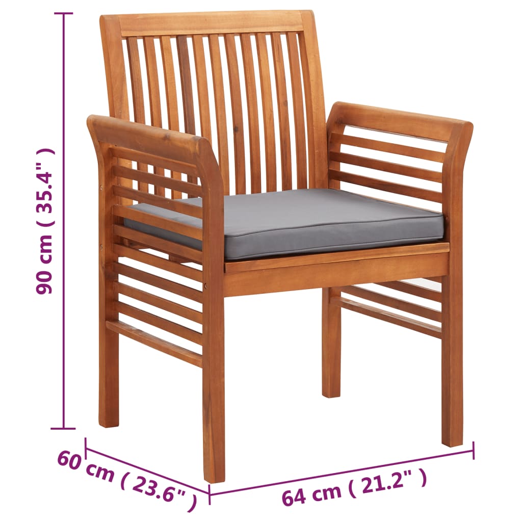 Patio Dining Chairs with Cushions 4 pcs Solid Wood Acacia