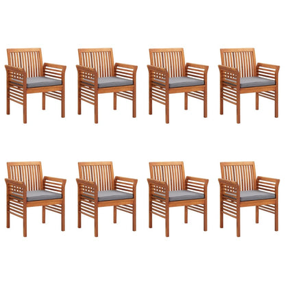Patio Dining Chairs with Cushions 8 pcs Solid Wood Acacia