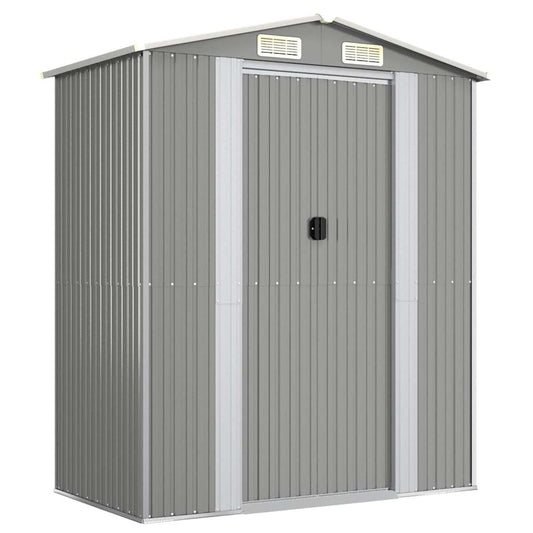Garden Shed Light Grey 192x108x223 cm Galvanised Steel