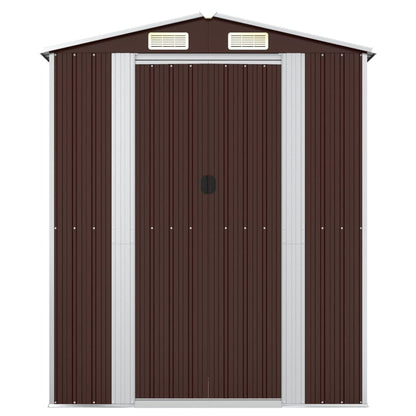 Garden Shed Dark Brown 192x108x223 cm Galvanised Steel