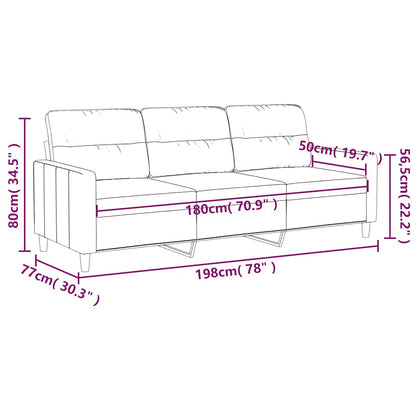 3-Seater Sofa Light Grey 180 cm Fabric