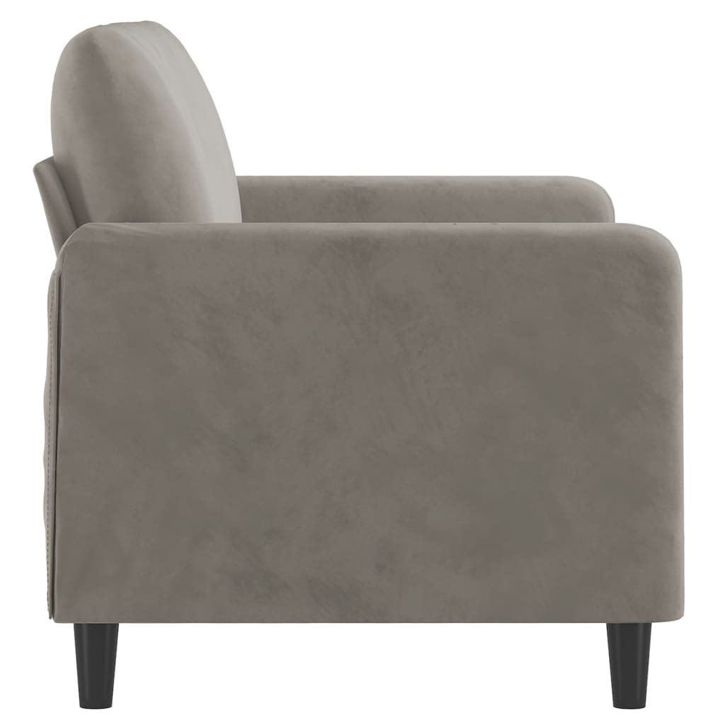 2-seater Sofa Light grey Velvet (100% polyester), metal, plywood