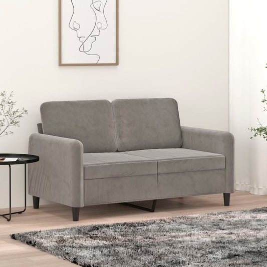 2-seater Sofa Light grey Velvet (100% polyester), metal, plywood