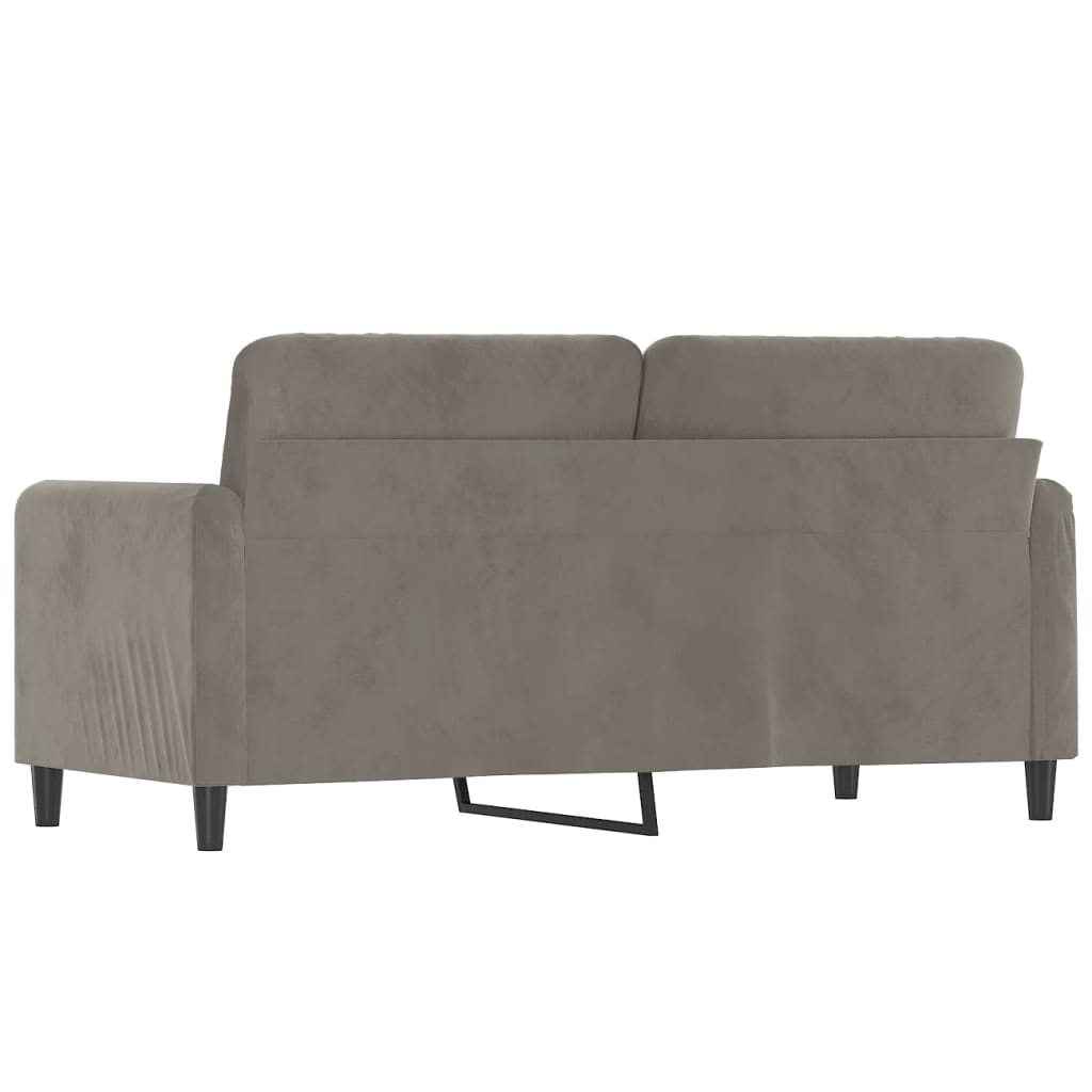2-seater Sofa Light Gray Velvet (100% polyester), Metal, Plywood