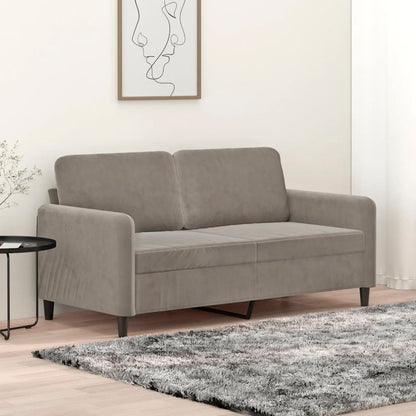 2-seater Sofa Light Gray Velvet (100% polyester), Metal, Plywood