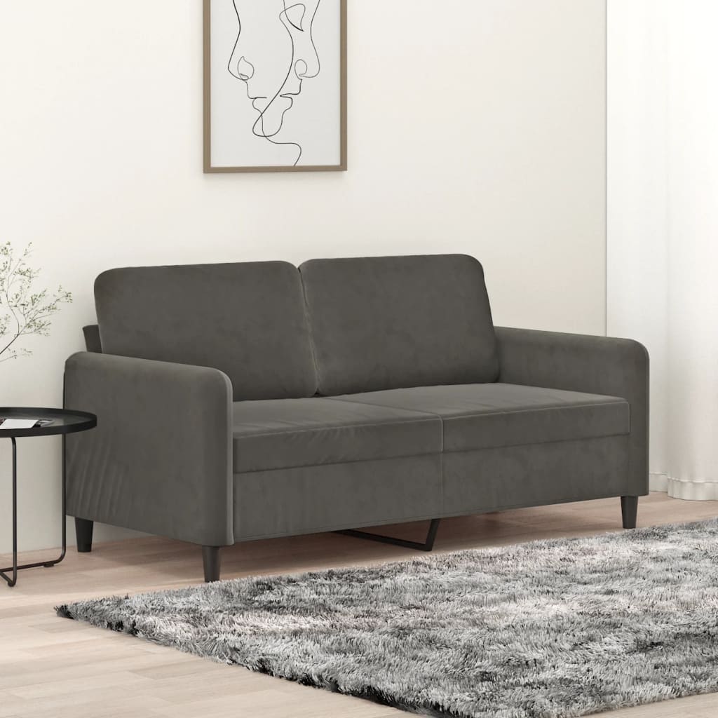 2-seater Sofa Dark Grey Velvet (100% polyester), metal, plywood