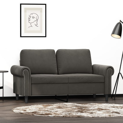 2-seater Sofa Dark Grey Velvet (100% polyester), metal, plywood