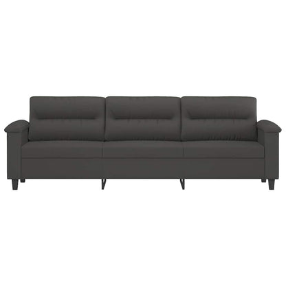 3-Seater Sofa Dark Grey 210 cm Microfibre Fabric