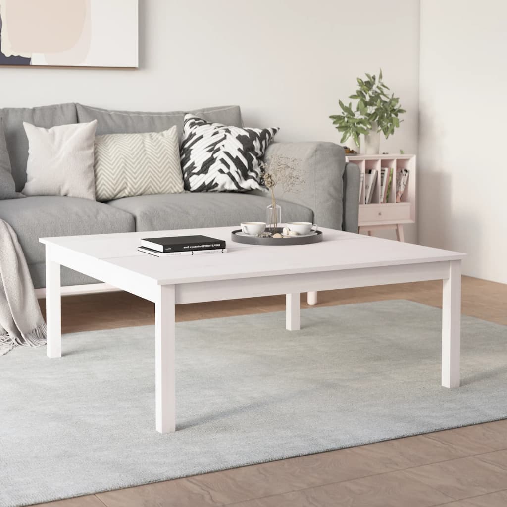 Coffee Table White 100x100x40 cm Solid Wood Pine