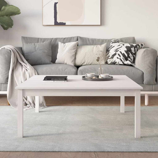 Coffee Table White 100x100x40 cm Solid Wood Pine