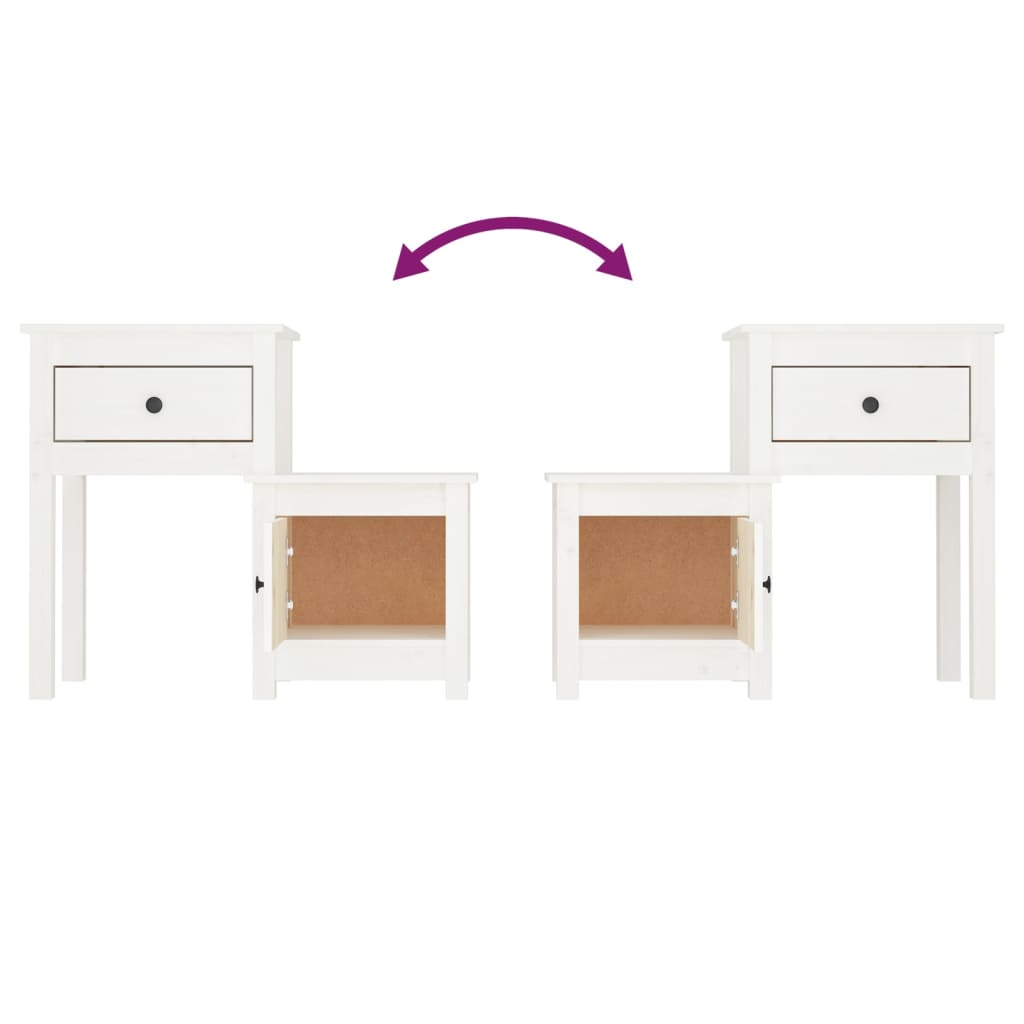 Bedside Cabinet 2 pcs White 79.5x38x65.5 cm Solid Wood Pine