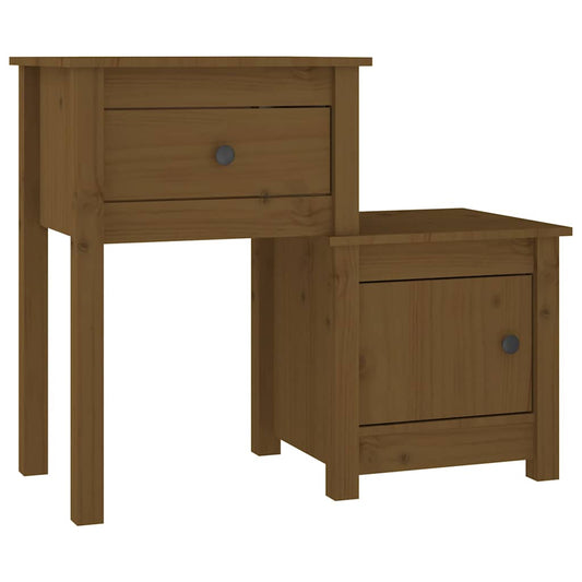 Bedside Cabinet | Honey brown | Solid Pine Wood | Medium
