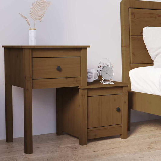 Bedside Cabinet | Honey brown | Solid Pine Wood | Medium