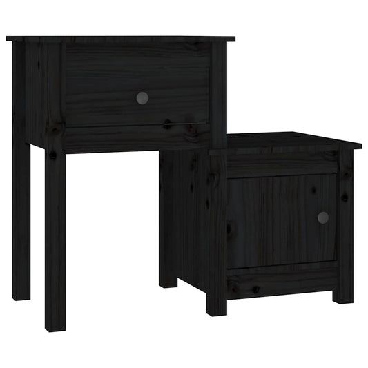 Bedside Cabinet | Black | Solid pine wood | Medium | Adjustable Armrests
