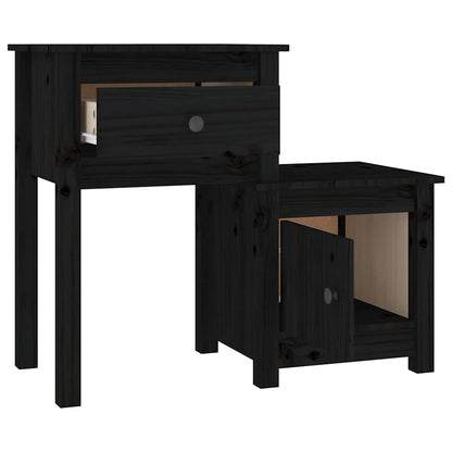 Bedside Cabinet | Black | Solid pine wood | Medium | Adjustable Armrests