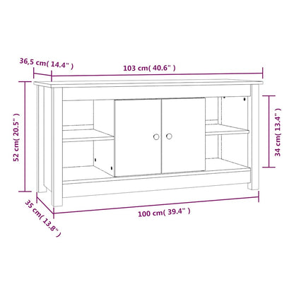 TV Cabinet Black 103x36,5x52 cm Solid Wood Pine