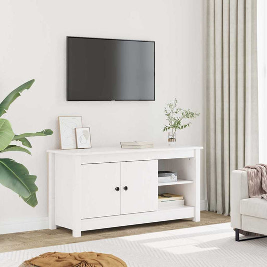 TV Cabinet White 103x36.5x52 cm Solid Wood Pine