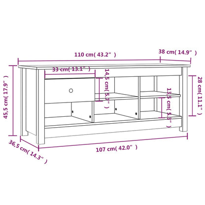 Shoe Cabinet Grey 110x38x45.5 cm Solid Wood Pine